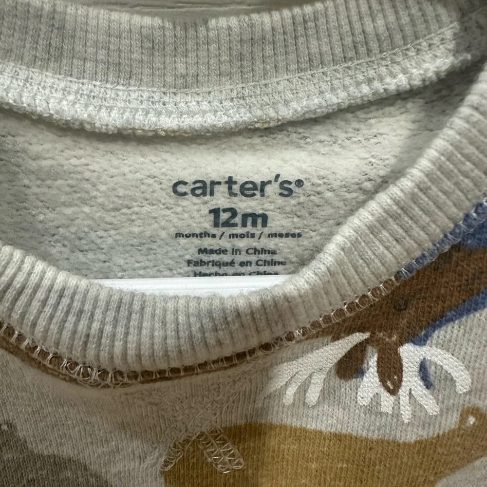 Carters Animal Print Kids 1 Piece Cozy Pjs With Snaps, Fuzy Soft Lining Inside